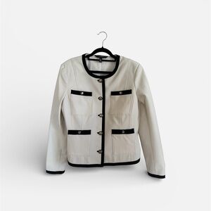 White House Black Market Black and White Blazer with Contrast Trim sz 12